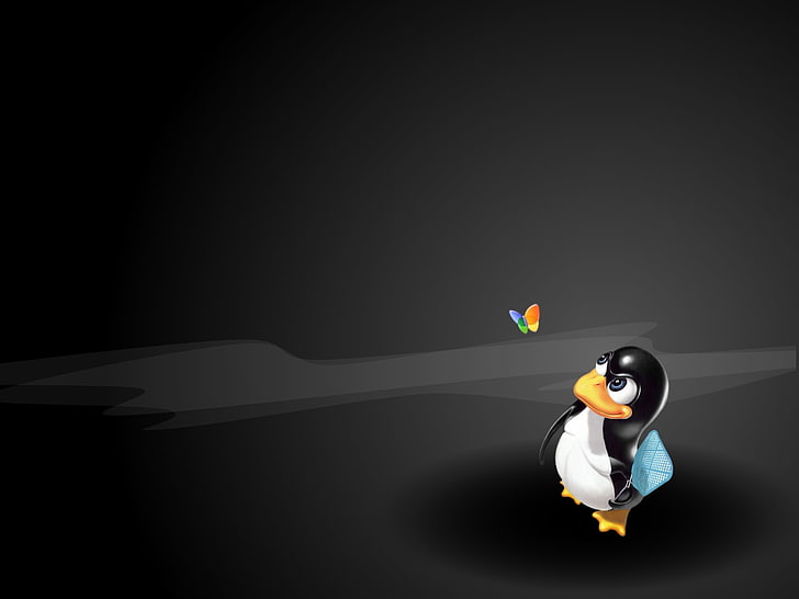 Linux vs MSN, ilustracja pingwina, komputery, Linux, linux ubuntu, pingwin, Tapety HD