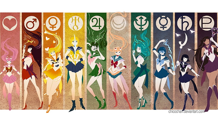 Surtido de personajes de anime femenino, Sailor Moon, póster, Fondo de pantalla HD