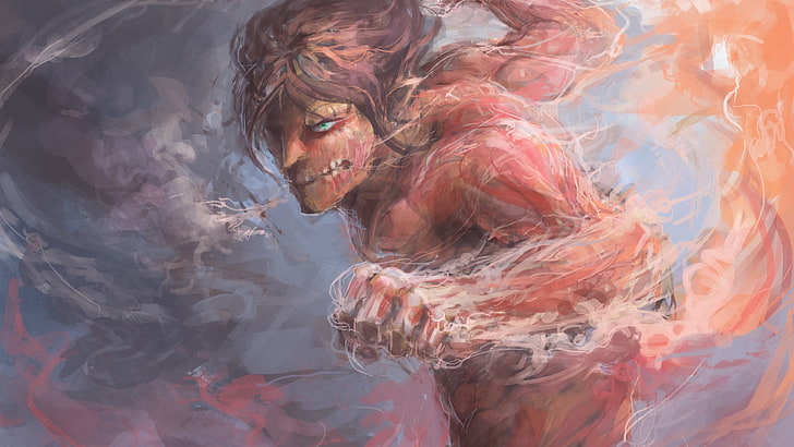 Attack on Titan Eren titan form wallpaper, Shingeki no Kyojin, anime, Rogue Titan, HD wallpaper