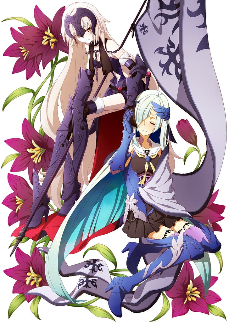 женское сине-белое цветочное платье, Fate / Grand Order, HD обои, телефон обои