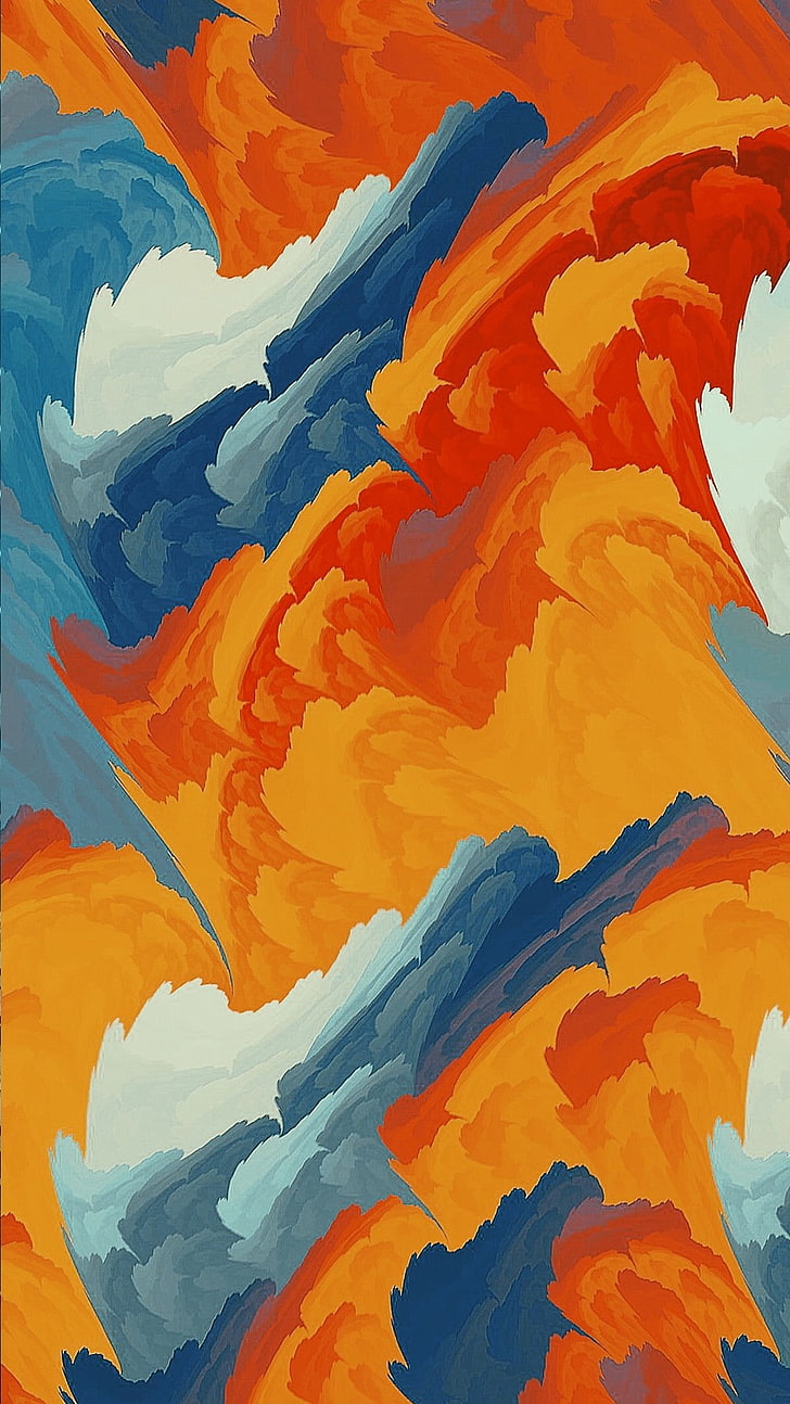 lukisan abstrak merah dan biru, penuh warna, Wallpaper HD, wallpaper seluler