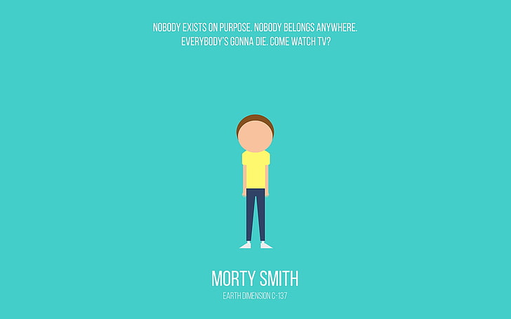Morty Smith, minimalis, Rick dan Morty, kartun, Wallpaper HD