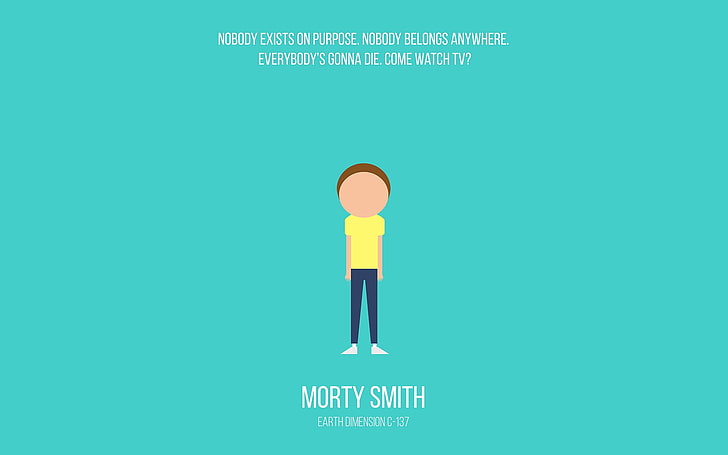 Тапет на Морти Смит, Рик и Морти, минимализъм, карикатура, Морти Смит, HD тапет