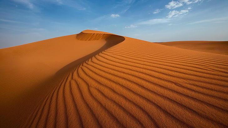 nature, landscape, desert, sand, dune, clouds, shadow, HD wallpaper