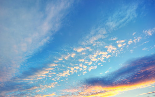 夕方の夕焼け空雲、夕方、夕焼け、空、雲、 HDデスクトップの壁紙 HD wallpaper