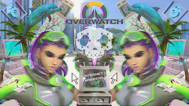 Overwatch、Sombra（Overwatch）、vaporwave、 HDデスクトップの壁紙