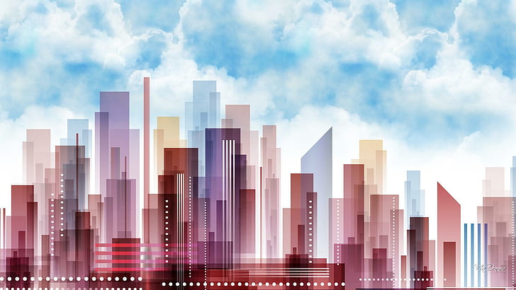 Up Town, Pastell, Wolkenkratzer, abstrakt, Licht, Gebäude, Stadt, HD-Hintergrundbild