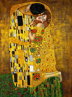 Gustav Klimt, Gustav Klimt The Kiss, HD wallpaper HD wallpaper