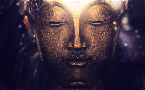 zen, ungu, Buddha, makro, bokeh, Budha, meditasi, fotografi, lampu, spiritual, emas, kedalaman bidang, Wallpaper HD HD wallpaper