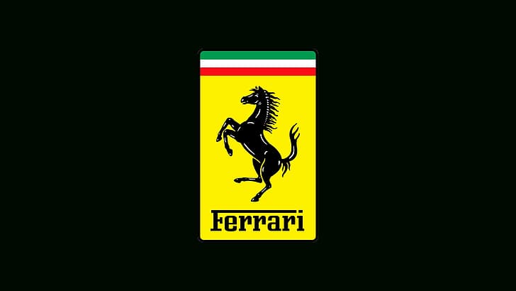 nero, stallone, logo, Ferrari, Sfondo HD