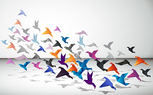 birds, minimalism, origami, paper, Paper Cranes, HD wallpaper HD wallpaper