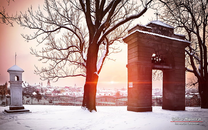 Lublin, Polandia, Polandia, Cityscape, Pariwisata, turis, Eropa, salju, musim dingin, Wallpaper HD