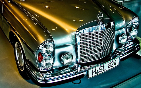 silver Mercedes-Benz car, Mercedes-Benz, car, old car, 300 SEL 6.3, vehicle, HD wallpaper HD wallpaper