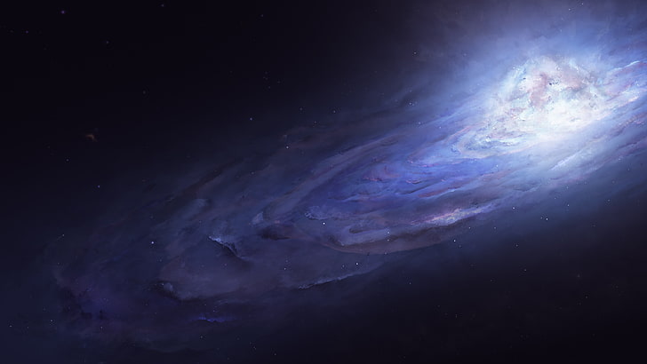 blue and white sky painting, science fiction, space, galaxy, universe, stars, nebula, space art, digital art, HD wallpaper