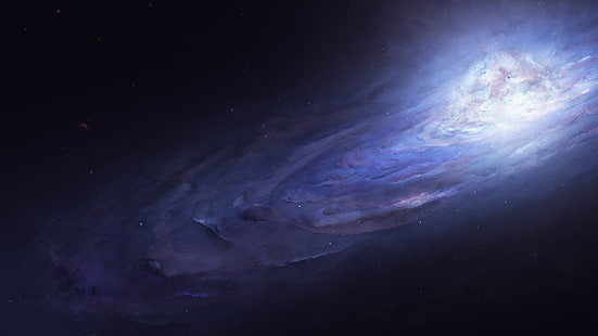 لوحة السماء الزرقاء والبيضاء ، الخيال العلمي ، الفضاء ، المجرة ، الكون ، النجوم ، السديم ، فن الفضاء ، الفن الرقمي، خلفية HD HD wallpaper