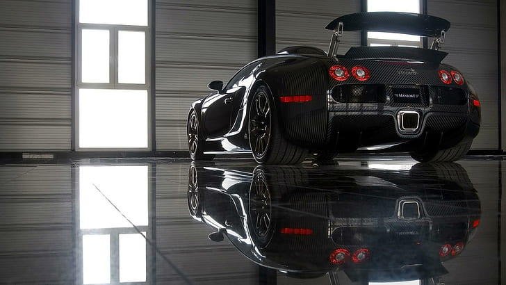 Mansory Linea Vincero Bugatti Veyron, black and silver race car, tuned, bugatti, mansory, cars, HD wallpaper