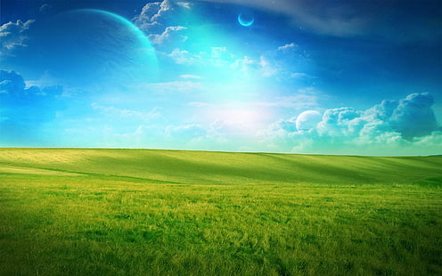 Dreamland HD, bidang rumput hijau, fantasi, melamun, dreamland, Wallpaper HD HD wallpaper
