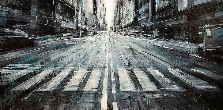 lukisan jalan, jalan, Italia, penyeberangan, Emilio Valerio D'ospina, Wallpaper HD