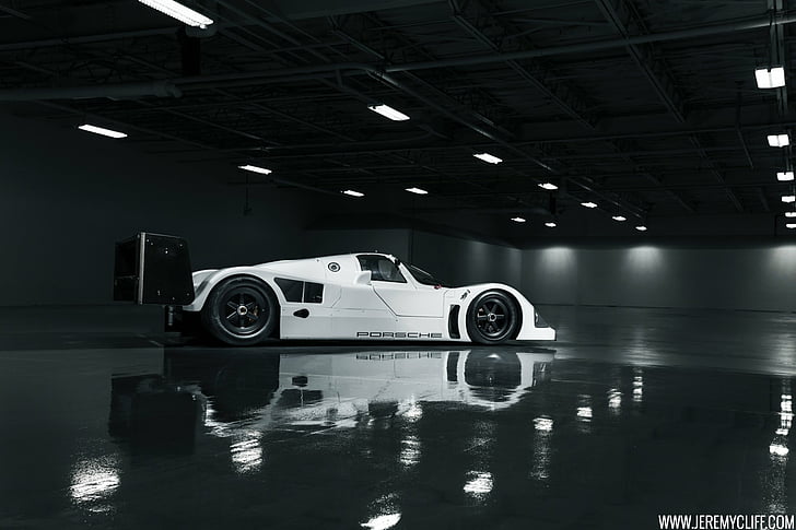 Porsche, garage, racerbil, HD tapet