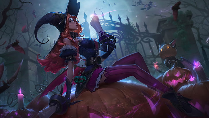 Miss Fortune, Miss Fortune (League of Legends), League of Legends, Riot Games, Halloween, witch, HD wallpaper