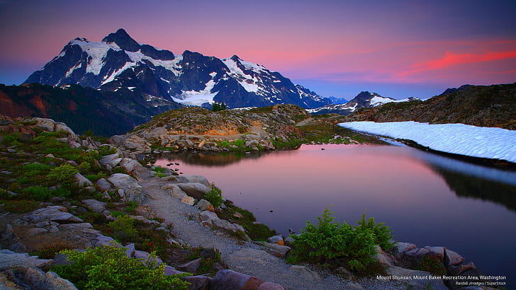 Mount Shuksan, área de recreação Mount Baker, Washington, montanhas, HD papel de parede