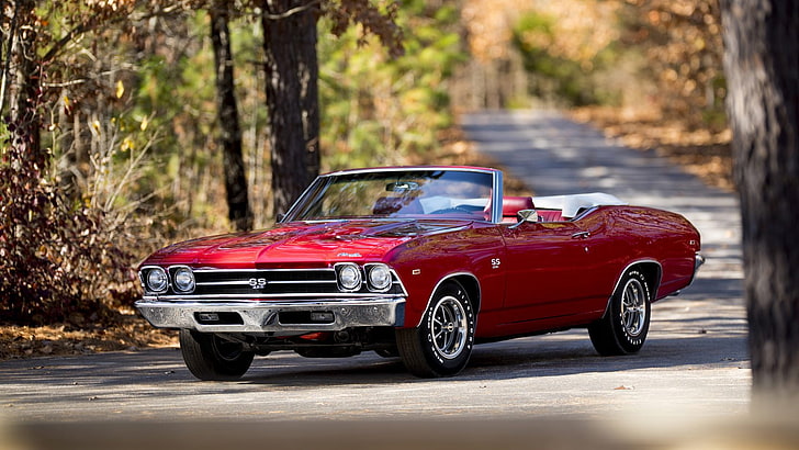 (ss), 1969, 396, cars, chevelle, chevrolet, convertible, red, HD wallpaper