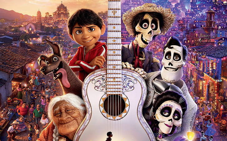 Movie, Coco, Coco (Movie), Dante (Coco), Day of the Dead, Ernesto de la Cruz, Guitar, Hector (Coco), Imelda Rivera, Mama Coco, HD wallpaper