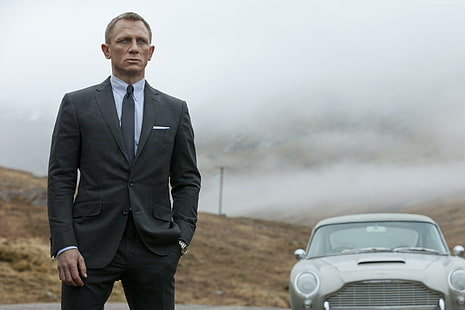 daniel Craig, 007, james bond, Most Popular Celebs 2015, aktor, car, film 4k, Wallpaper HD HD wallpaper