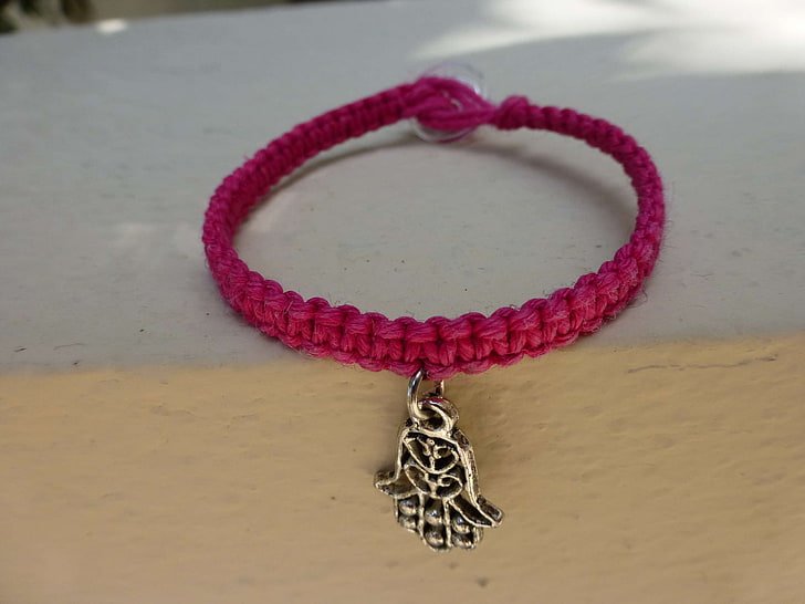 bracelet, charm, hippie, pink, HD wallpaper
