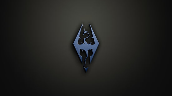 черно-синие обои с логотипом, The Elder Scrolls V: Skyrim, логотип, видеоигры, HD обои HD wallpaper