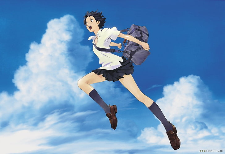 schwarzhaarige weibliche Anime-Figur Illustration, Anime, Das Mädchen, das durch die Zeit sprang, Makoto Konno, HD-Hintergrundbild