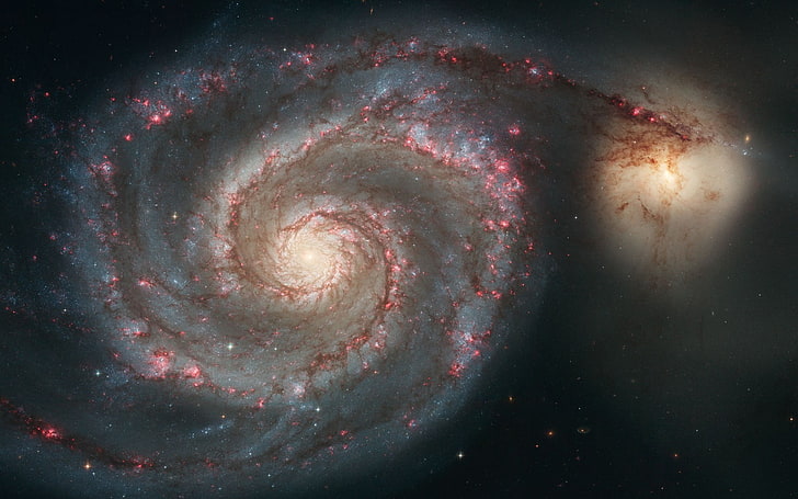 galax, spiralgalax, stjärnor, rymd, Whirlpool Galaxy, HD tapet