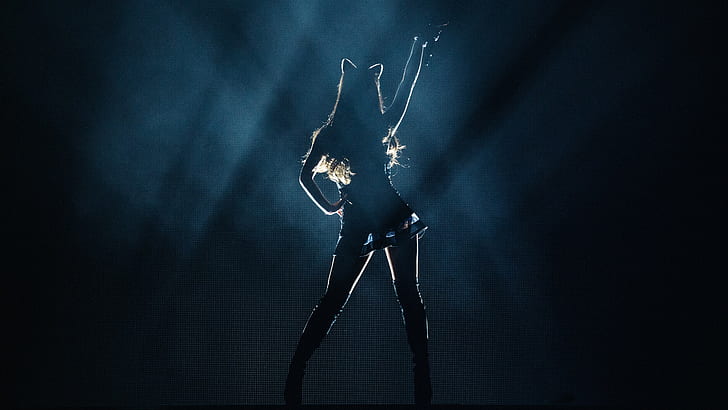 konser, musisi, penyanyi, bayangan hitam, Ariana Grande, cahaya panggung, Wallpaper HD