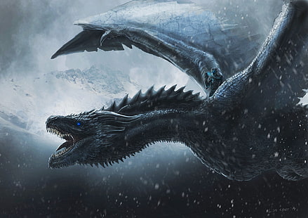 dragon, creature, fantasy art, artwork, Game of Thrones, The Night King, HD wallpaper HD wallpaper