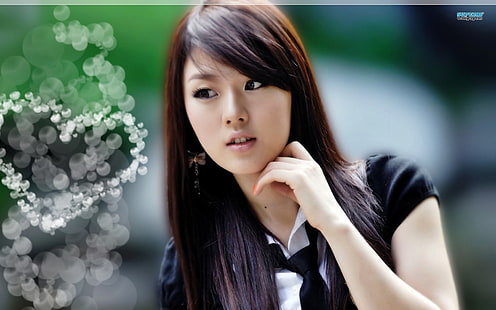 Hwang Mi Hee, Asian, women, brunette, model, photo manipulation, eyeliner, HD wallpaper HD wallpaper