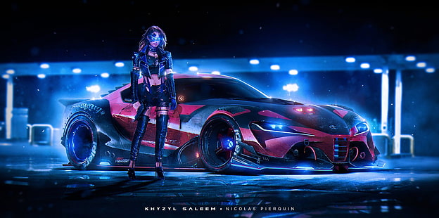 rotes Luxusauto, Khyzyl Saleem, Auto, Toyota FT-1, Cyberpunk, HD-Hintergrundbild HD wallpaper