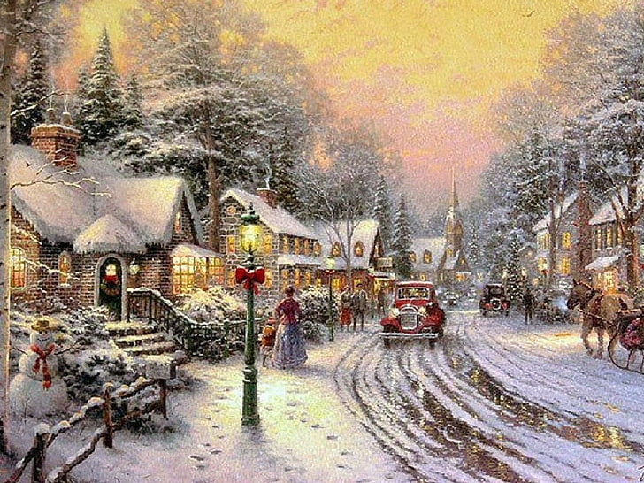 retro, weihnachten, winter, vintag, HD-Hintergrundbild