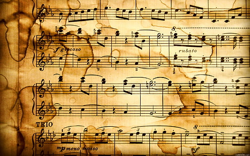 النوتات الموسيقية والورق والملاحظات والعلامات، خلفية HD HD wallpaper