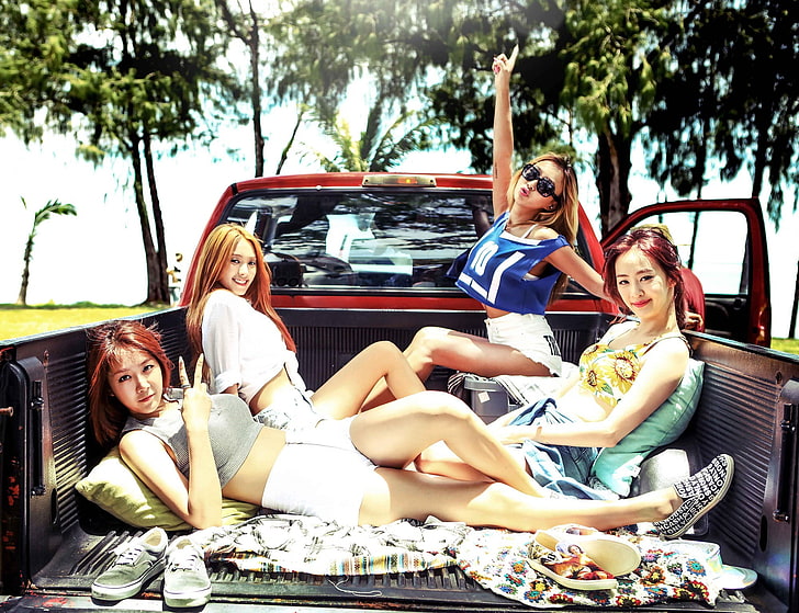 Sistar Kpop, South Korea, Asian, women, car, group of women, HD wallpaper