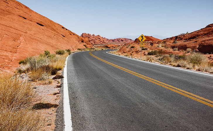asfalto, seco, carretera, paisaje, árido, árido, desierto, Fondo de pantalla HD