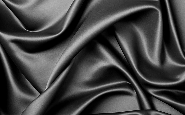 black textile, silk, wavy, dark, material, fabric, HD wallpaper