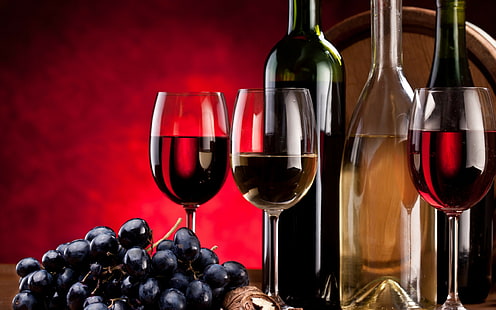 vinho, bebida, uva, copo, vinho tinto, HD papel de parede HD wallpaper