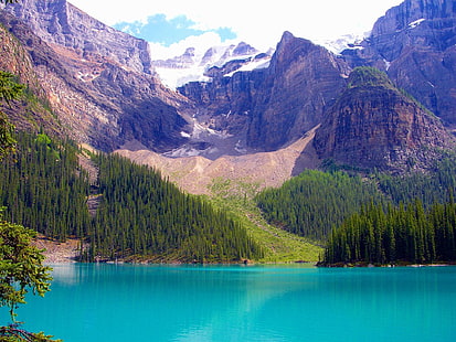 Banff ulusal park, alberta, kanada, göl, dağlar, ağaçlar, banff ulusal park, alberta, kanada, göl, dağlar, ağaçlar, HD masaüstü duvar kağıdı HD wallpaper