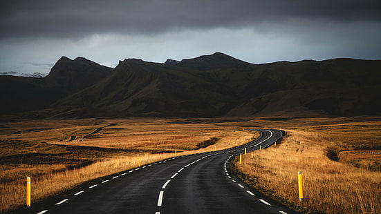 Исландия, 4k, 5k тапет, път, планини, облаци, HD тапет HD wallpaper