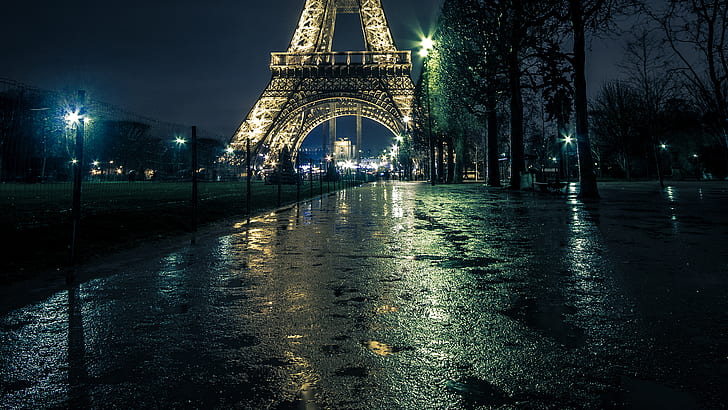 Эйфелева башня башня Paris Lights Night HD, ночь, городской пейзаж, огни, башня, Париж, Эйфелева башня, HD обои