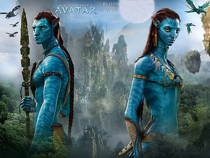 Avatar, piel azul, película de James Cameron, póster de la película avatar, Avatar, piel azul, James, Cameron, película, Fondo de pantalla HD HD wallpaper