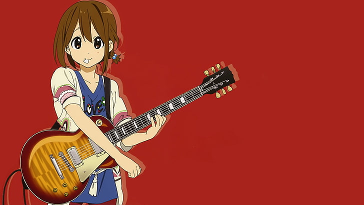 K-ON !, Hirasawa Yui, guitarra, chicas anime, anime, Fondo de pantalla HD