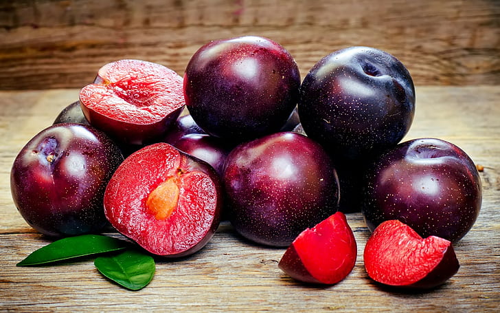 Prunes (fruits), fruits, Prunus laurocerasus, Fond d'écran HD