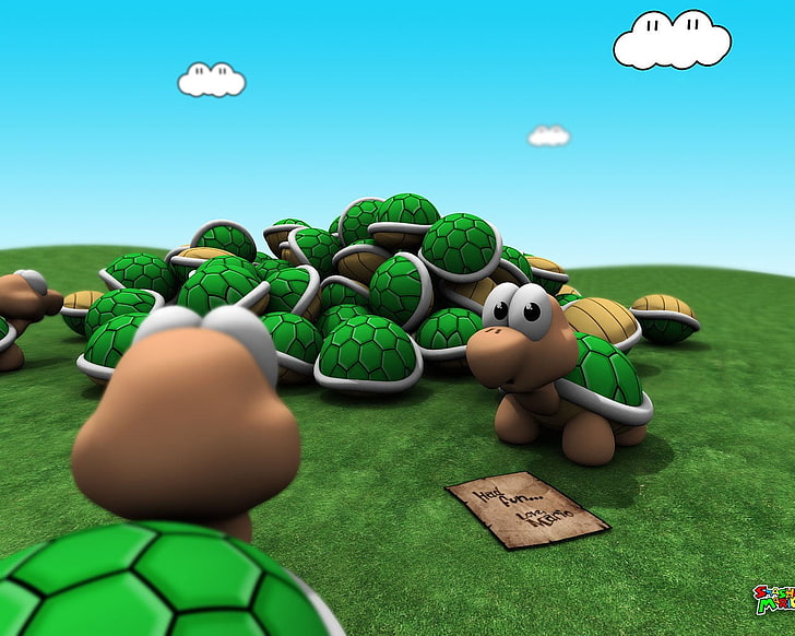 Super Mario, Mario Bros., черепаха, HD обои