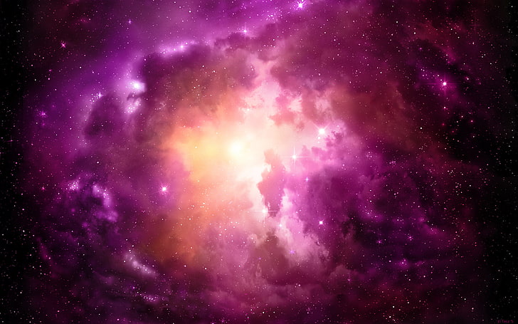 ピンクとオレンジの銀河デジタル壁紙、色、宇宙、星、サイファイ、 HDデスクトップの壁紙